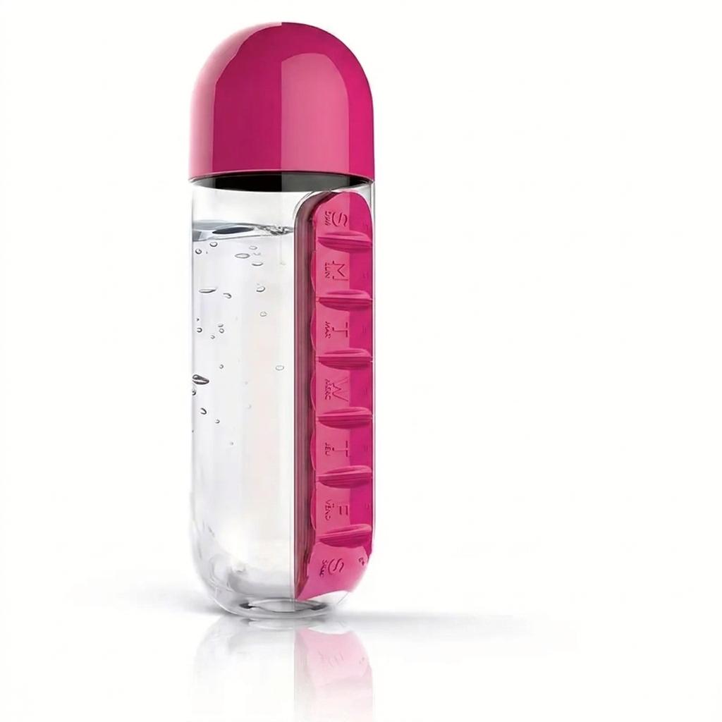 Travel Water Bottle with Pill Box
