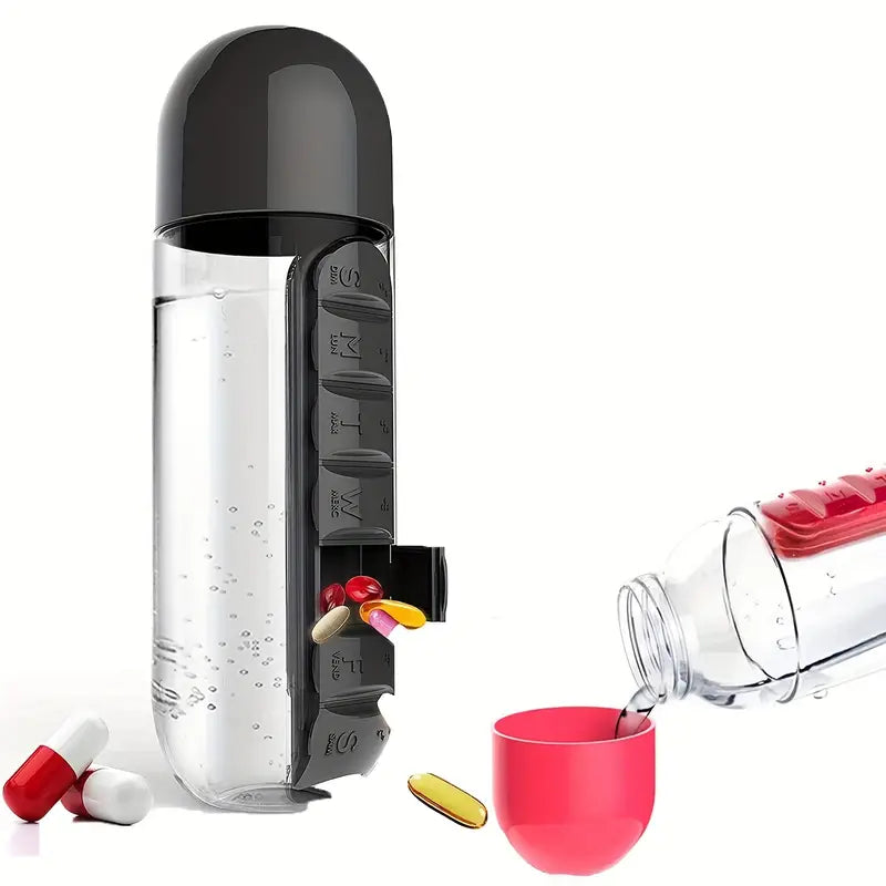 Travel Water Bottle with Pill Box