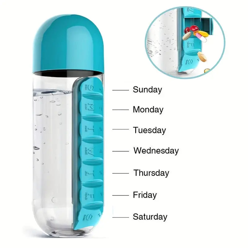Travel Water Bottle with Pill Box