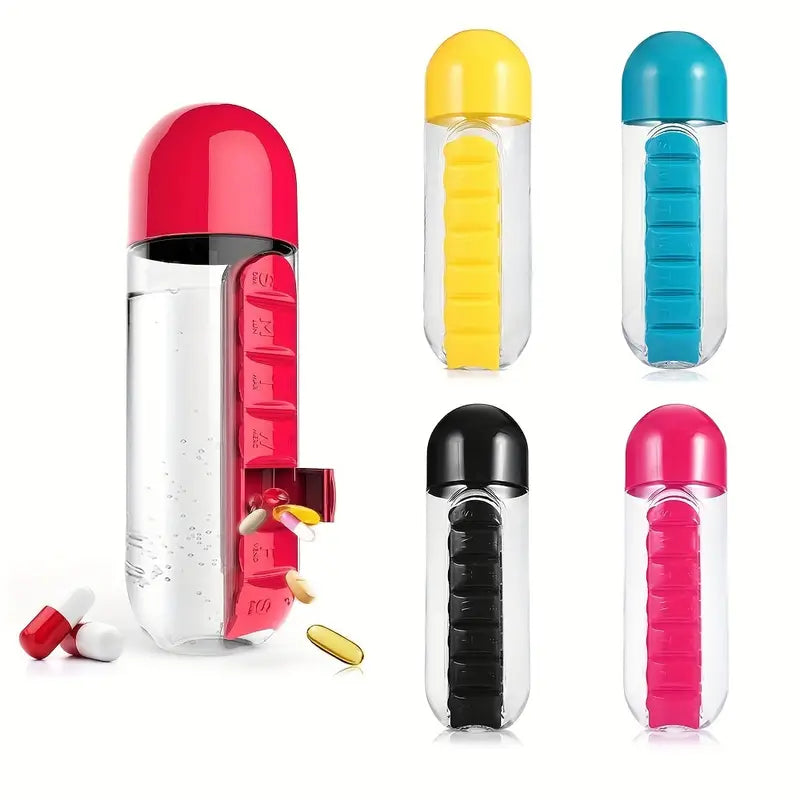 Travel Water Bottle with Pill Box
