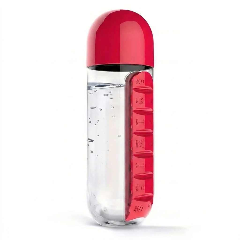 Travel Water Bottle with Pill Box