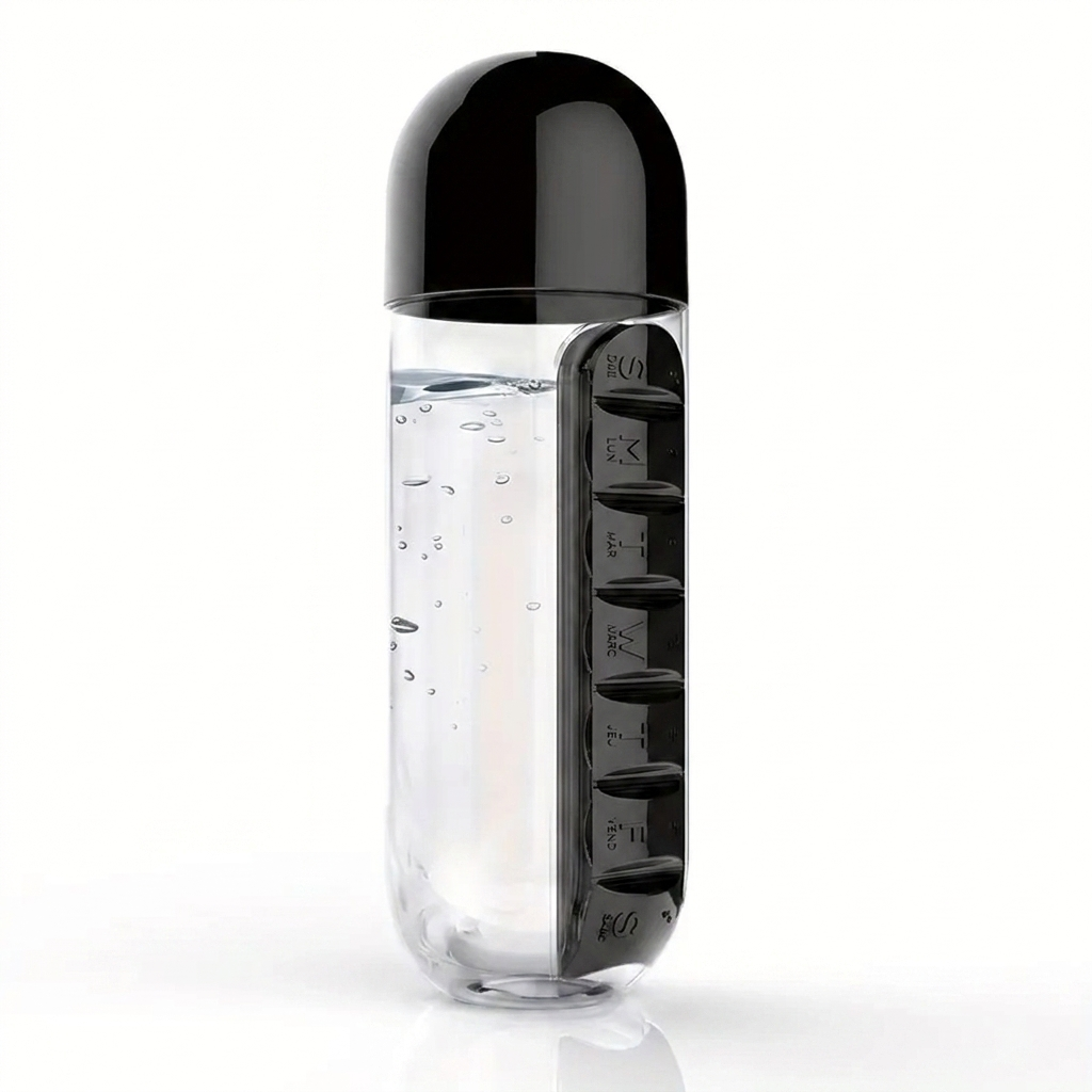 Travel Water Bottle with Pill Box