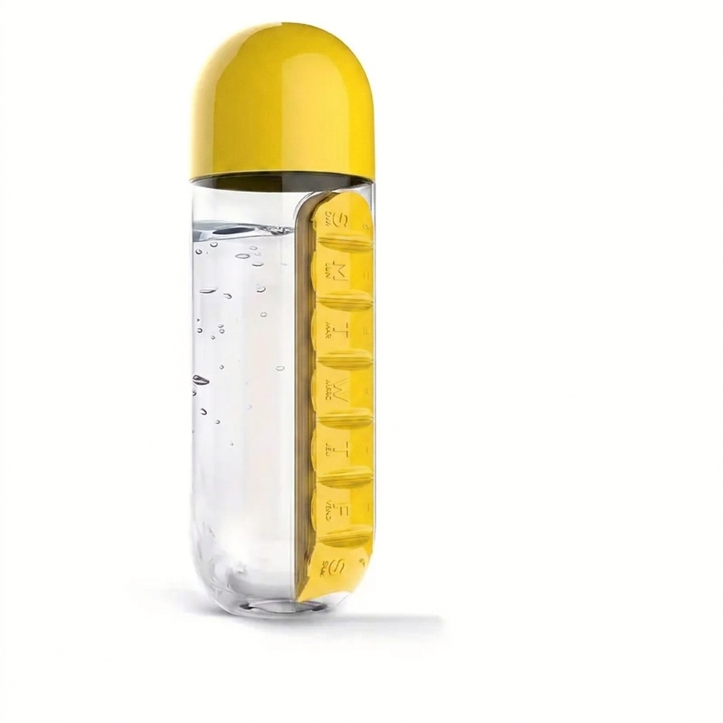 Travel Water Bottle with Pill Box